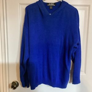SK Wear L blue hooded sweater in good pre worn condition